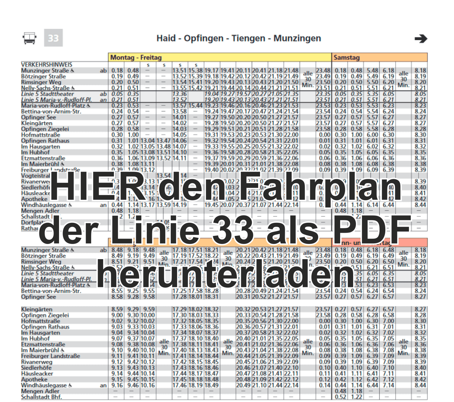Linie33 Fahrplan